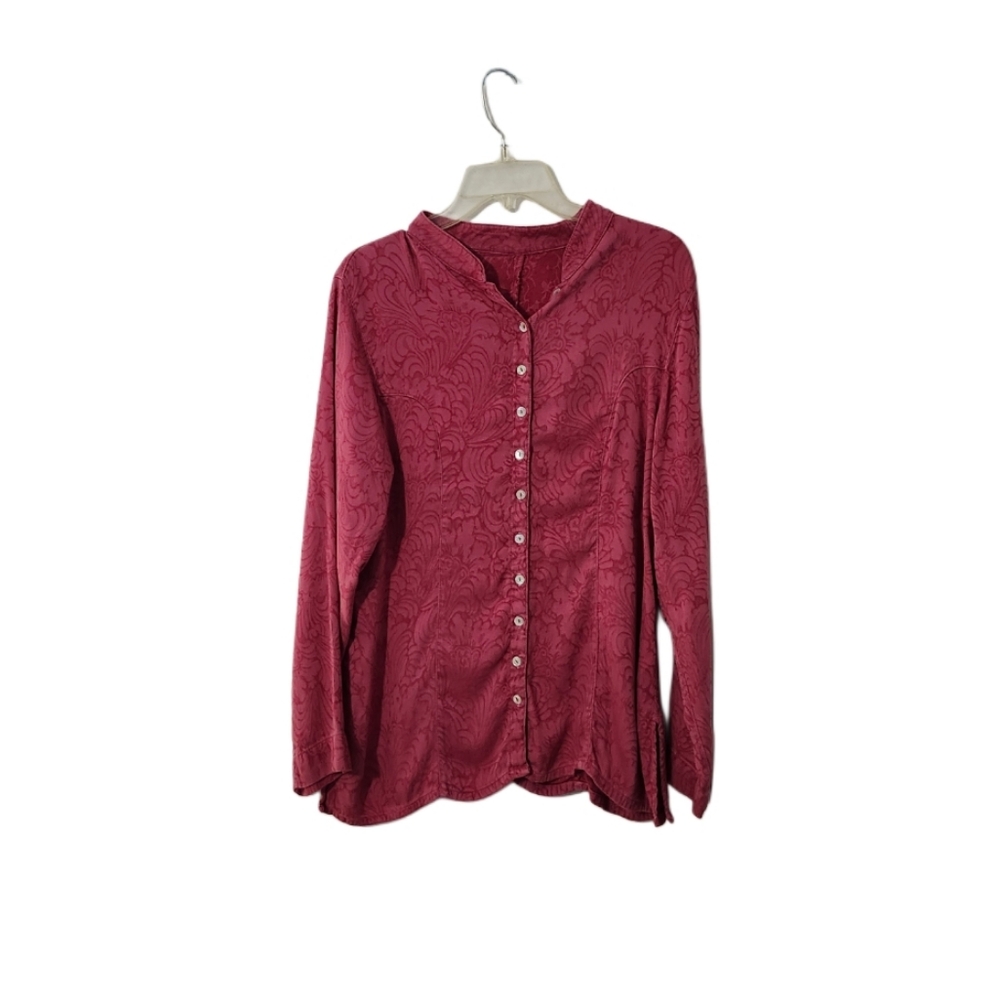 L.A. Glo   Women's L   Long Sleeve  Button-up   Shirt   Top   Red